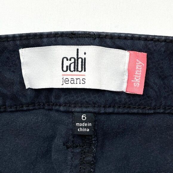 CABI Floral Lace Print Skinny Jean Navy Blue - Picture 4 of 9